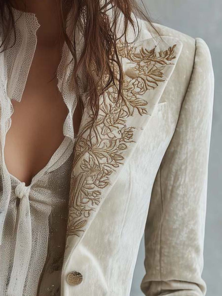 Joséphine | Blazer Ivoire Brodé Tailleur