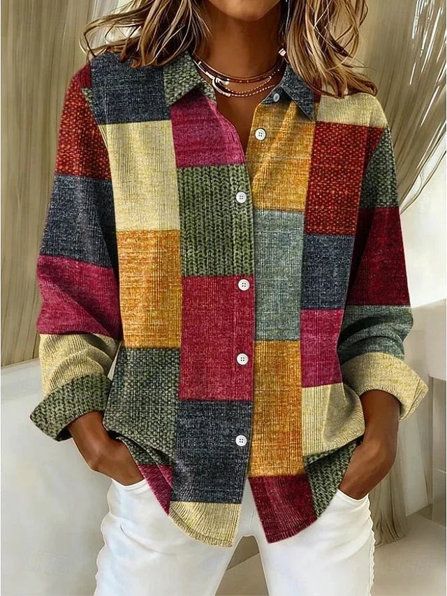 Maryse | Blouse vintage en patchwork boutonnée sur le devant