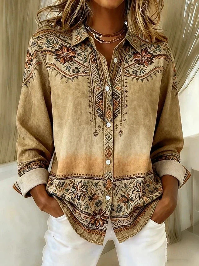 Roseline | Blouse vintage fleurie boutonnée sur le devant