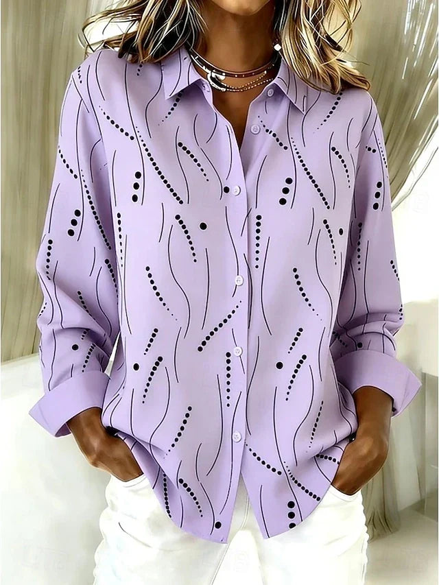 Régine | Blouse décontractée boutonnée à imprimé abstrait