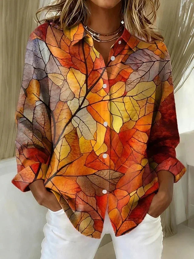 Édith | Blouse boutonnée à imprimé botanique vintage