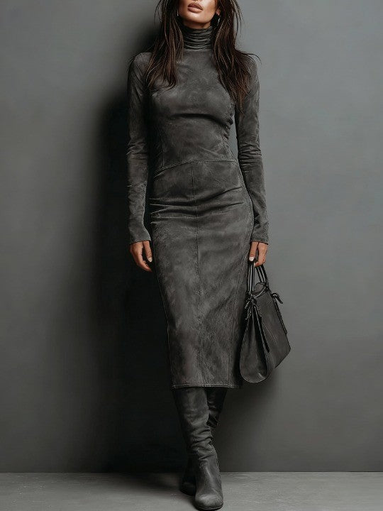 Janine | Robe midi longue marron