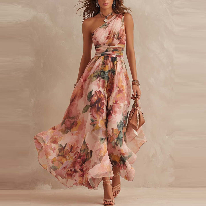 Antoinette | Robe Maxi Asymétrique en Mousseline