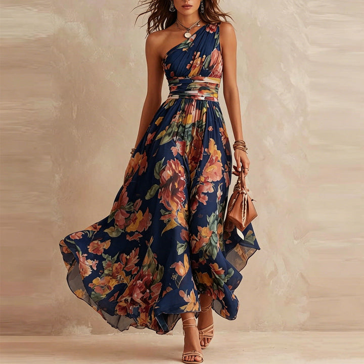 Antoinette | Robe Maxi Asymétrique en Mousseline