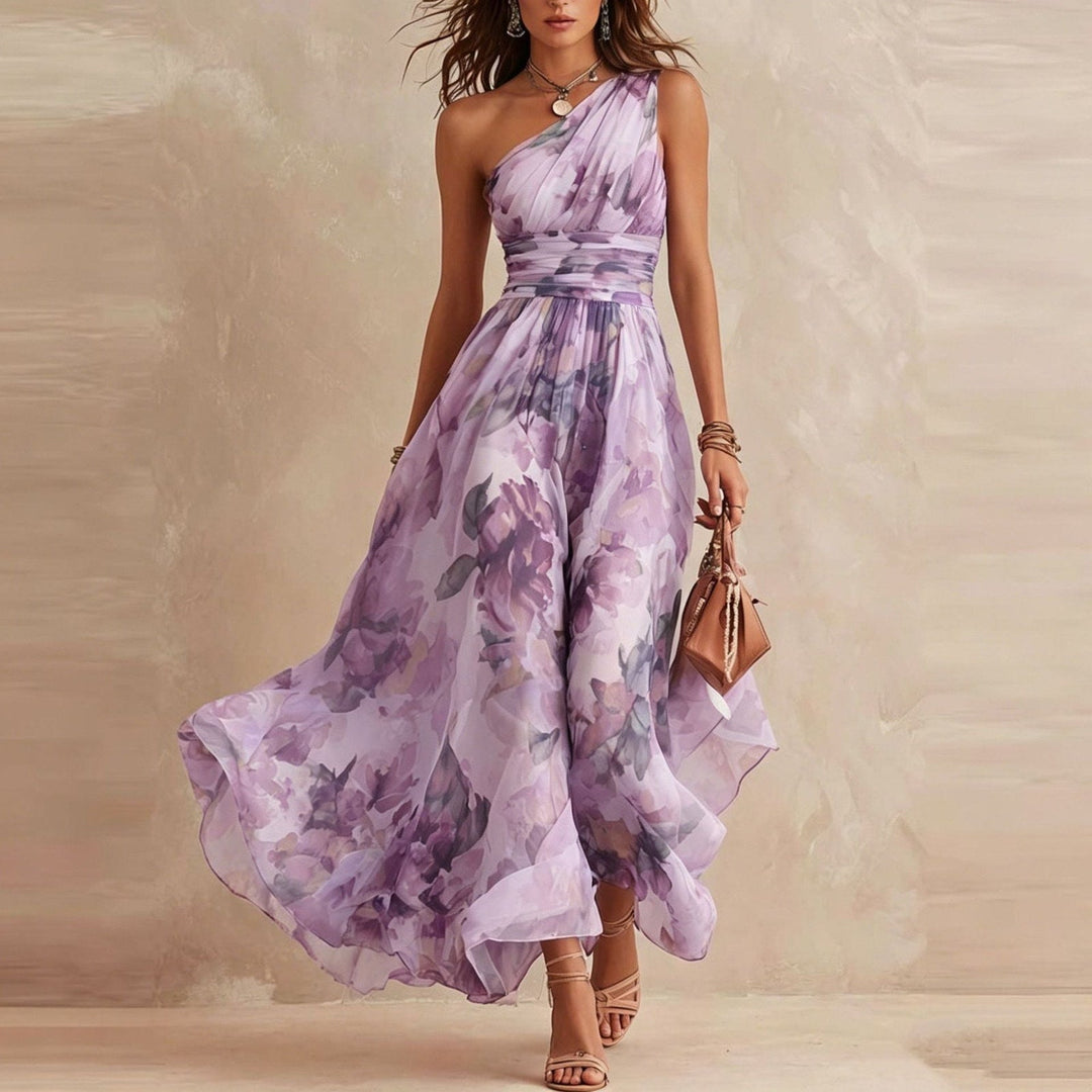 Antoinette | Robe Maxi Asymétrique en Mousseline