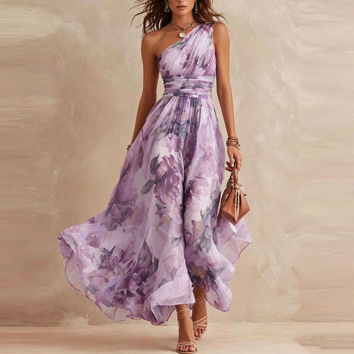 Antoinette | Robe Maxi Asymétrique en Mousseline