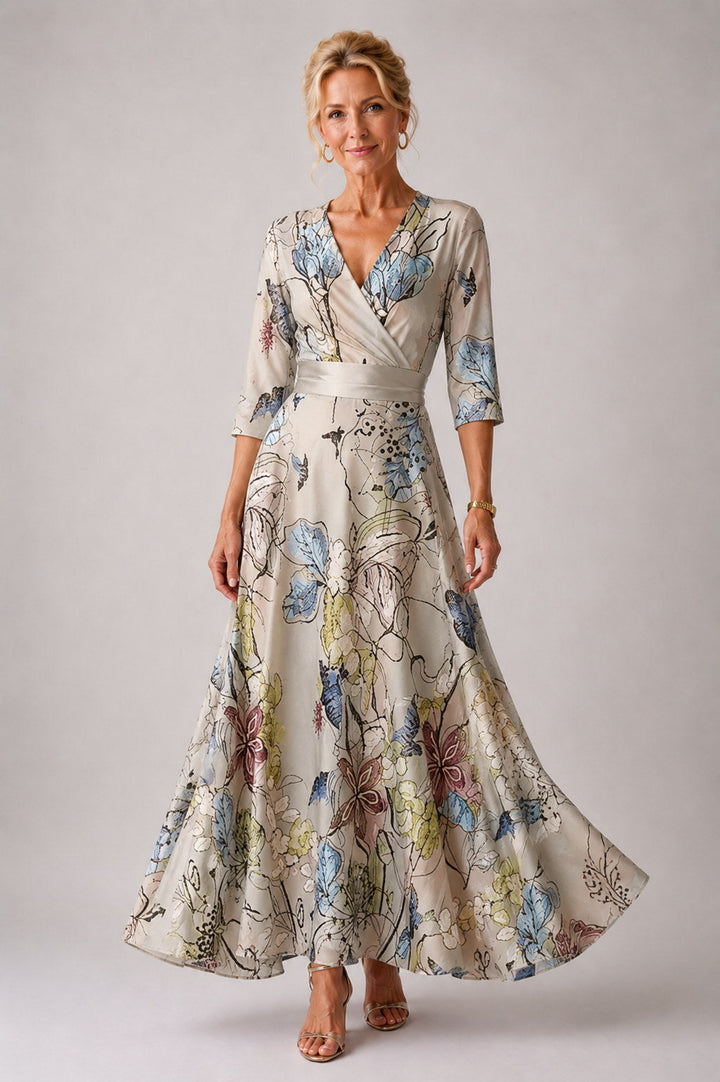 Arlette | Robe Fleurie à Manches 3/4