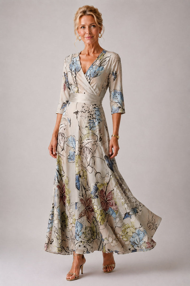 Arlette | Robe Fleurie à Manches 3/4
