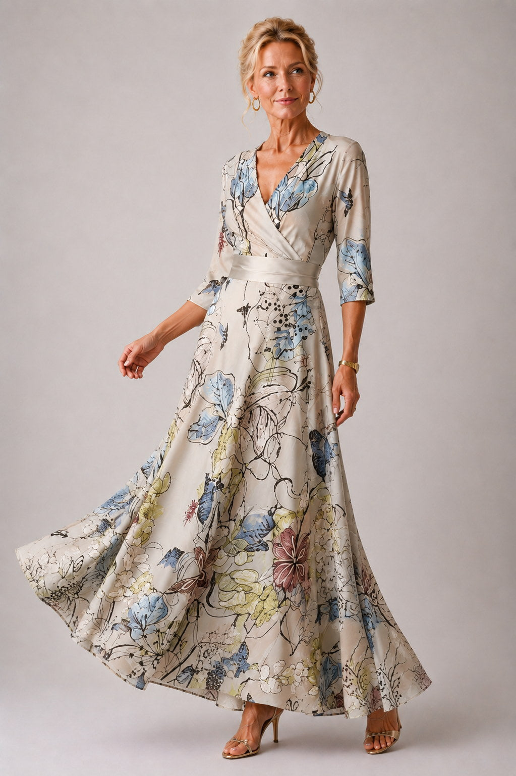 Arlette | Robe Fleurie à Manches 3/4