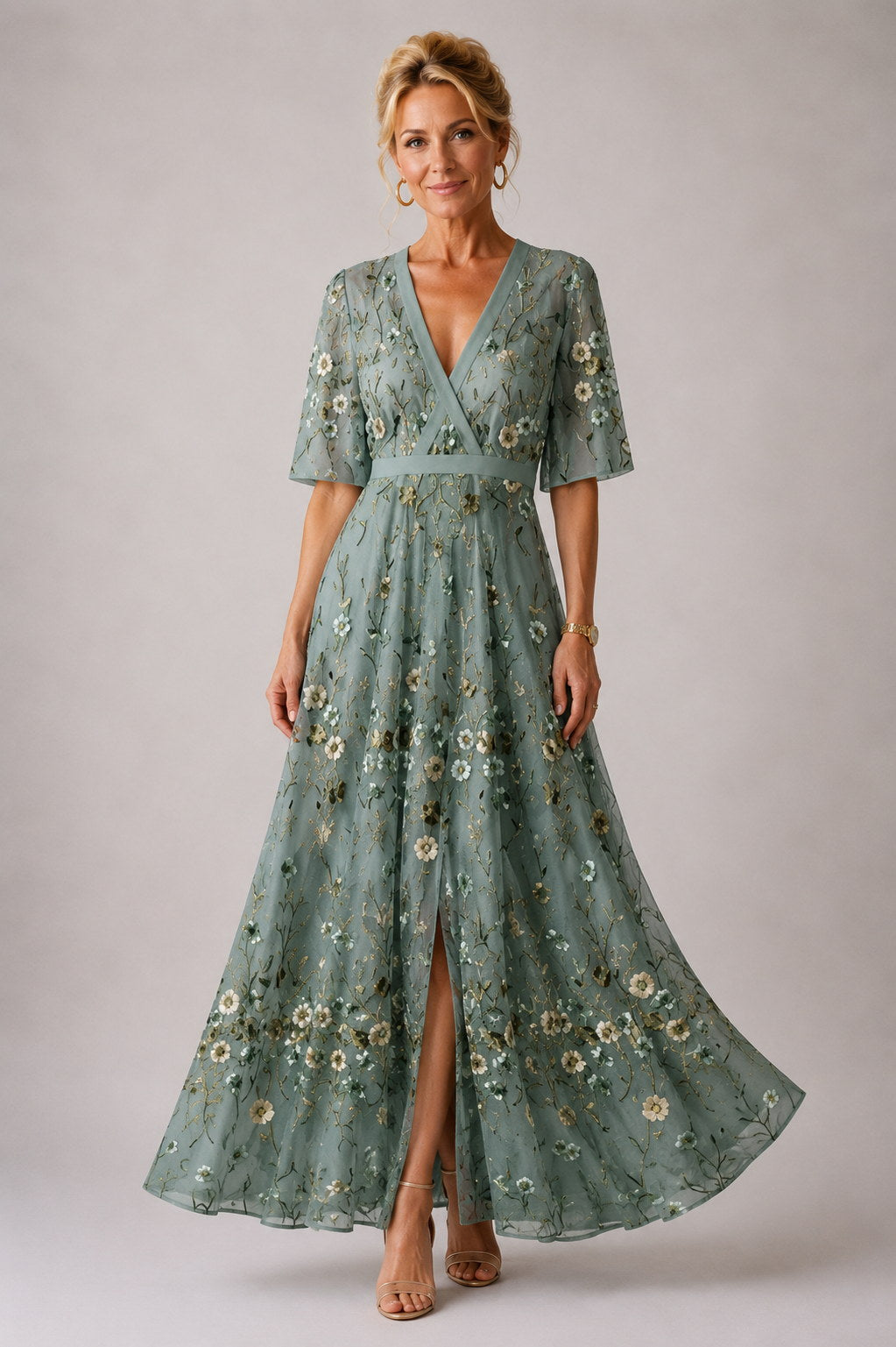 Arlette | Robe Fleurie à Manches 3/4