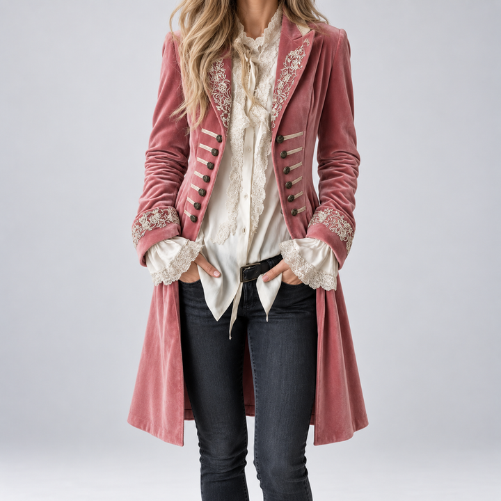 Philomena | Veste longue en velours brodé