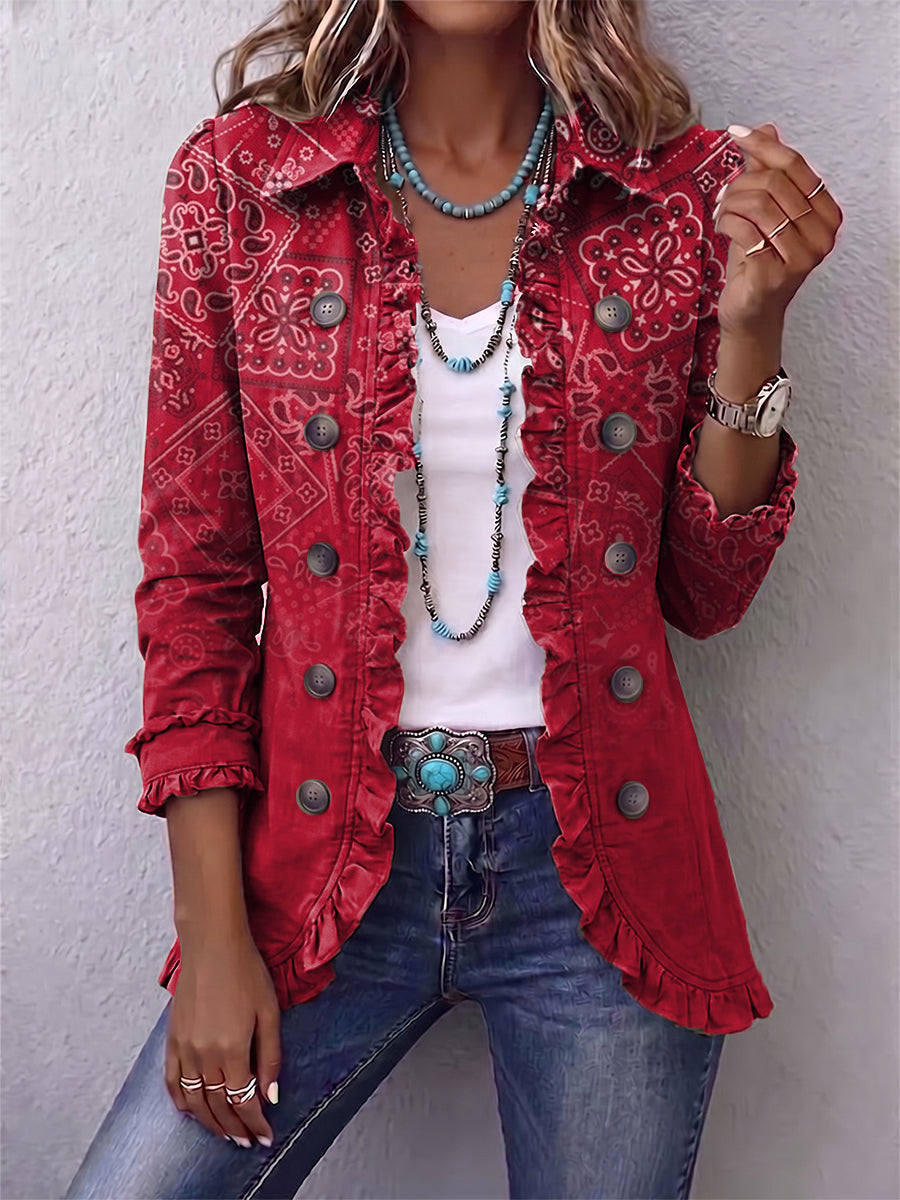 Roxane | Veste en cachemire dégradé à volants