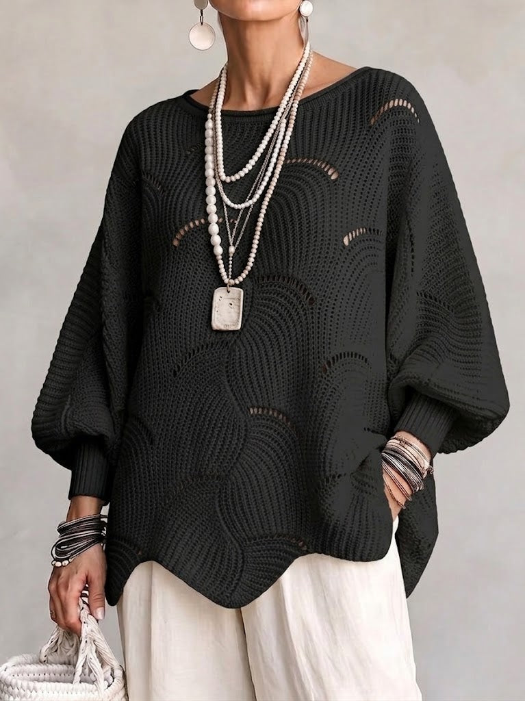 Eve | Pull en maille ajourée à manches chauve-souris
