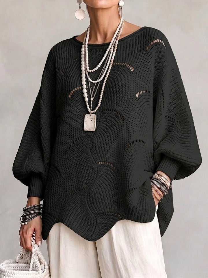 Eve | Pull en maille ajourée à manches chauve-souris
