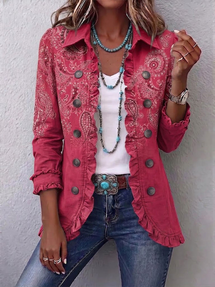 Salomé | Veste rose en cachemire à volants