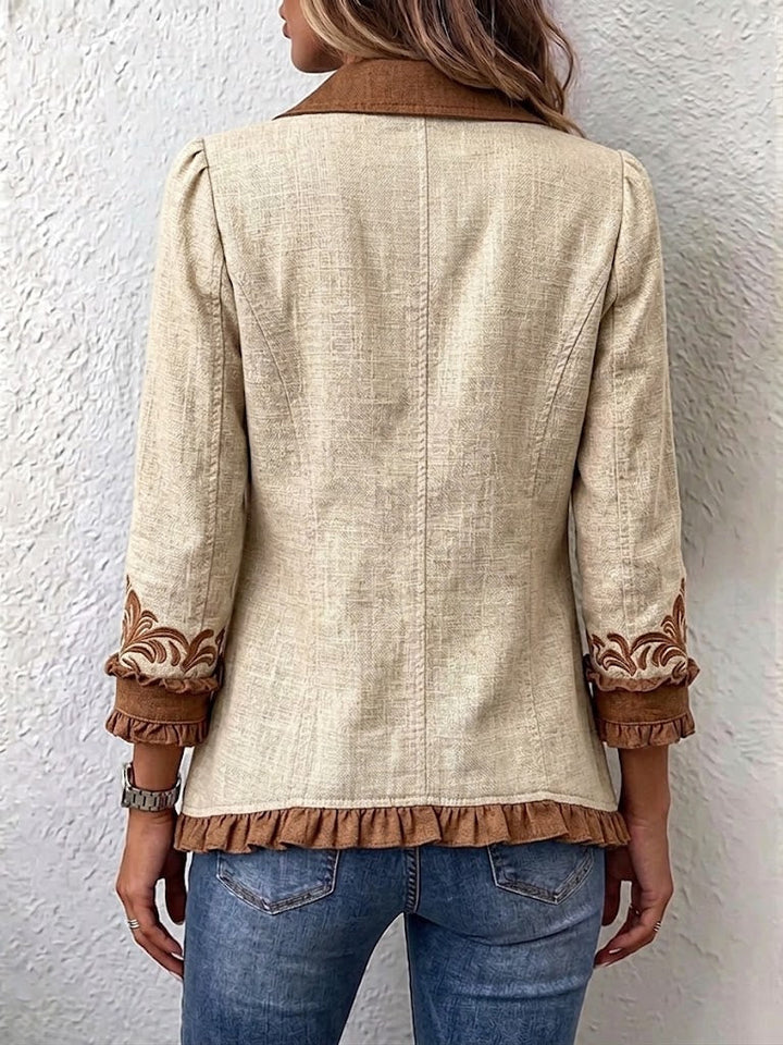 Virginie | Veste fleurie brodée à volants