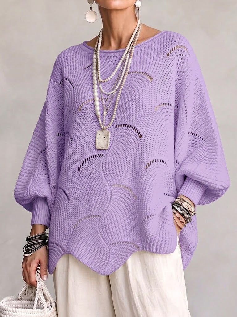 Eve | Pull en maille ajourée à manches chauve-souris