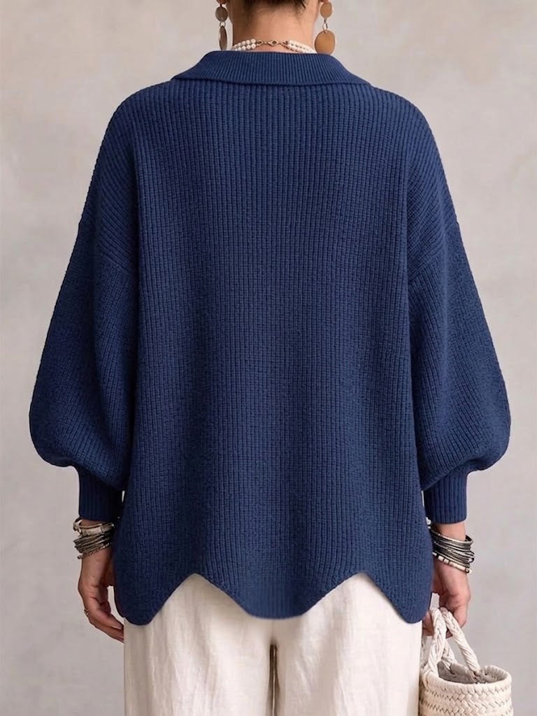 Isadora | Cardigan oversize à col avec gros boutons métalliques
