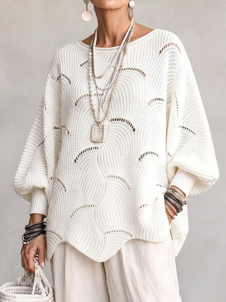 Eve | Pull en maille ajourée à manches chauve-souris