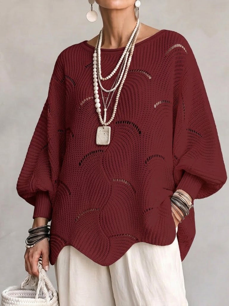 Eve | Pull en maille ajourée à manches chauve-souris