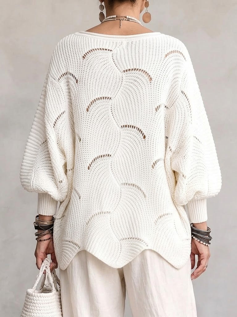 Eve | Pull en maille ajourée à manches chauve-souris