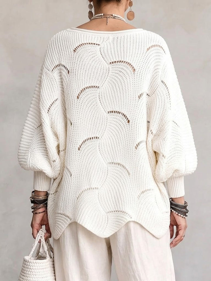 Eve | Pull en maille ajourée à manches chauve-souris