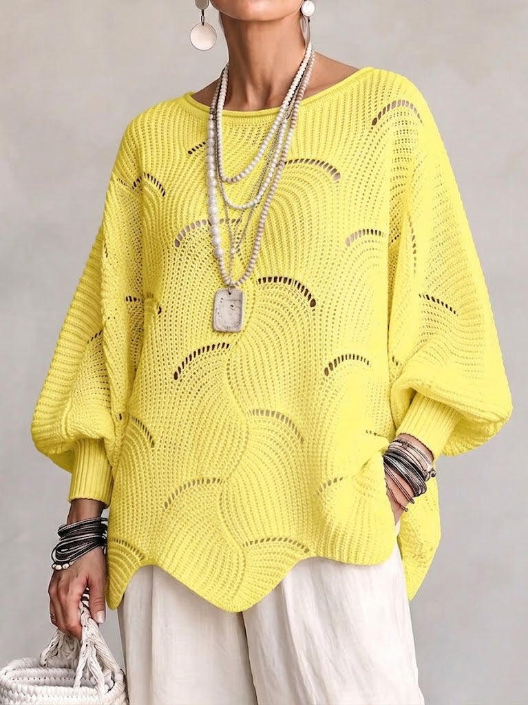 Eve | Pull en maille ajourée à manches chauve-souris