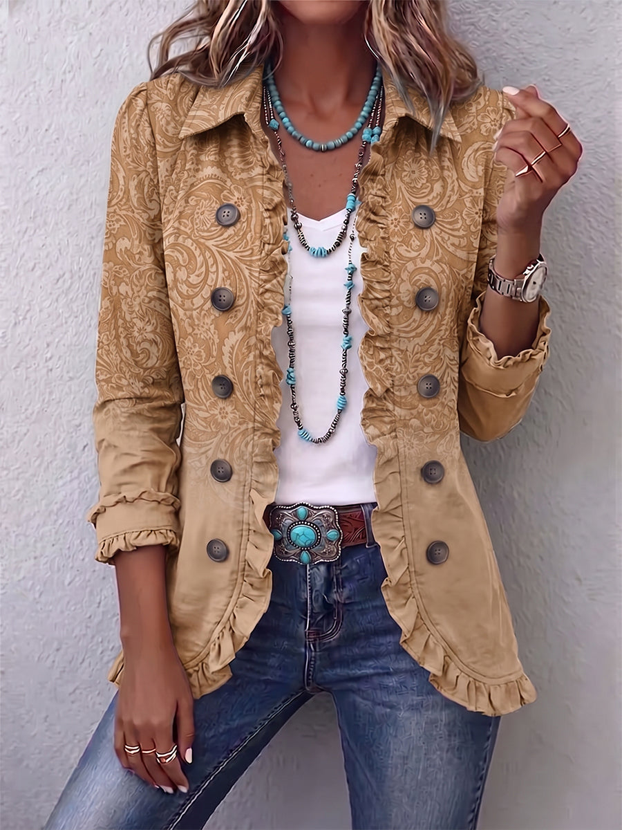 Anaïs | Veste à imprimé en relief avec volants