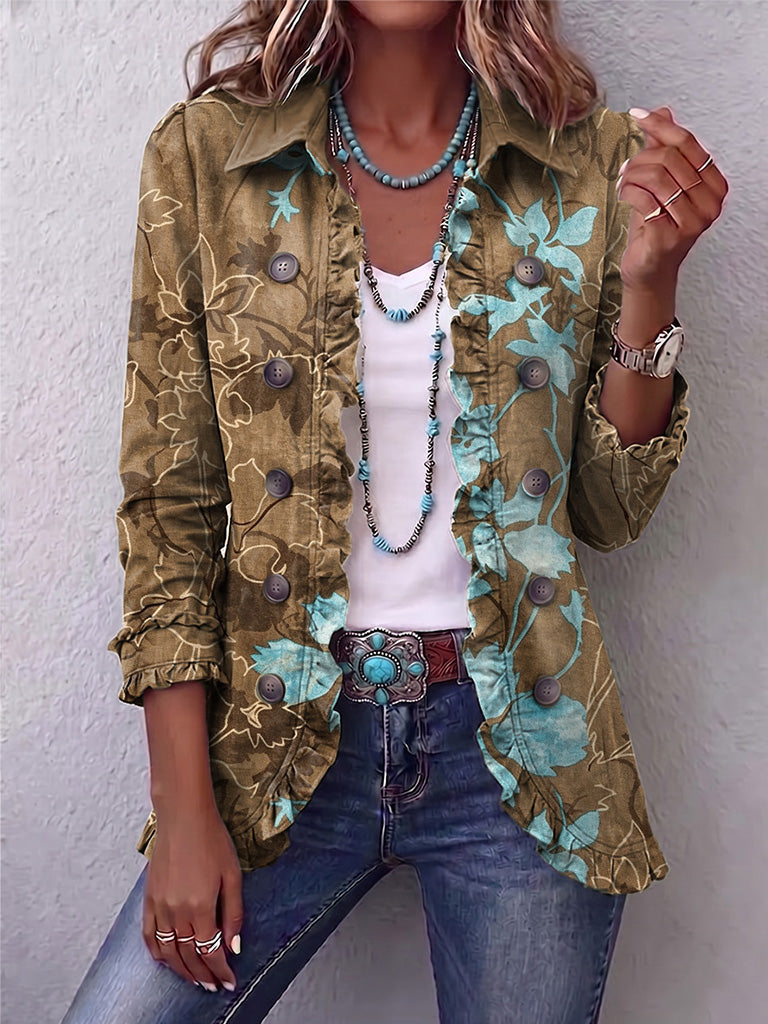 Philomène | Veste à motif floral dégradé avec volants