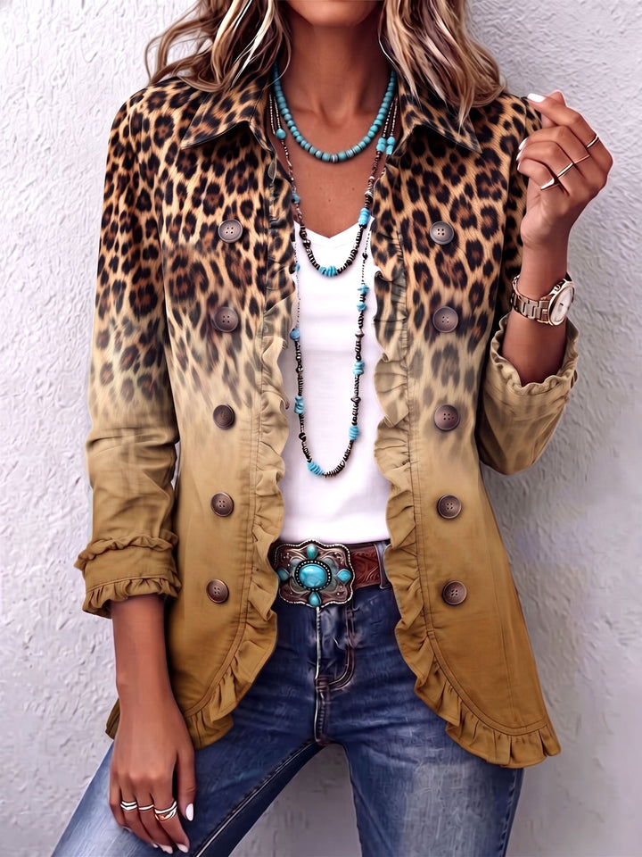 Prudence | Veste blazer léopard dégradé à volants
