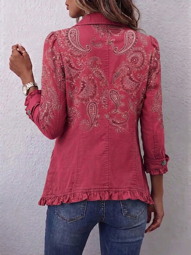 Salomé | Veste rose en cachemire à volants