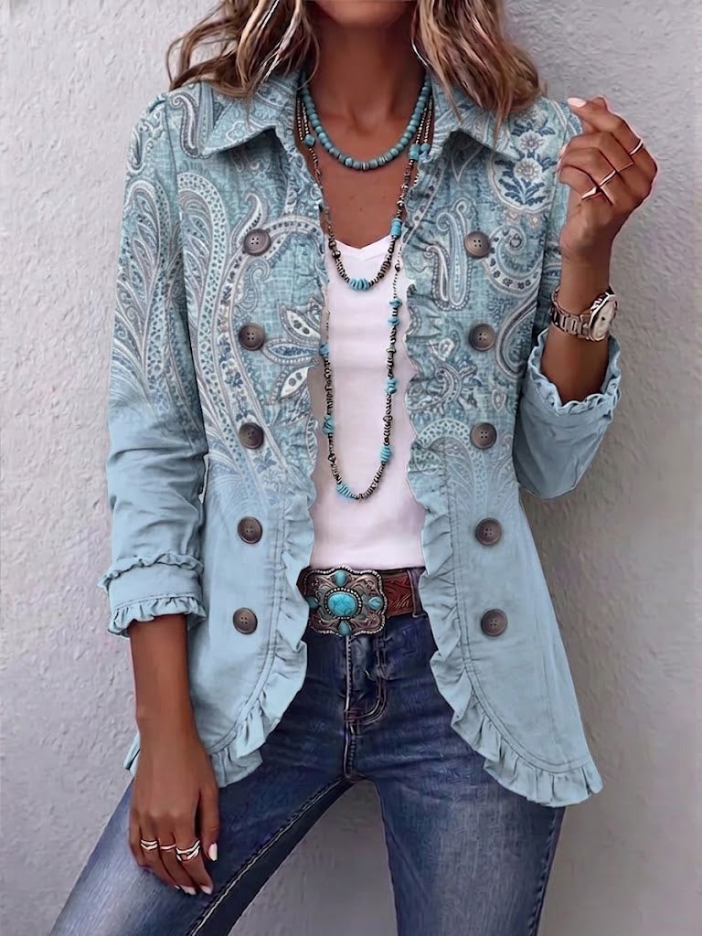 Rolande | Veste vintage en cachemire à volants