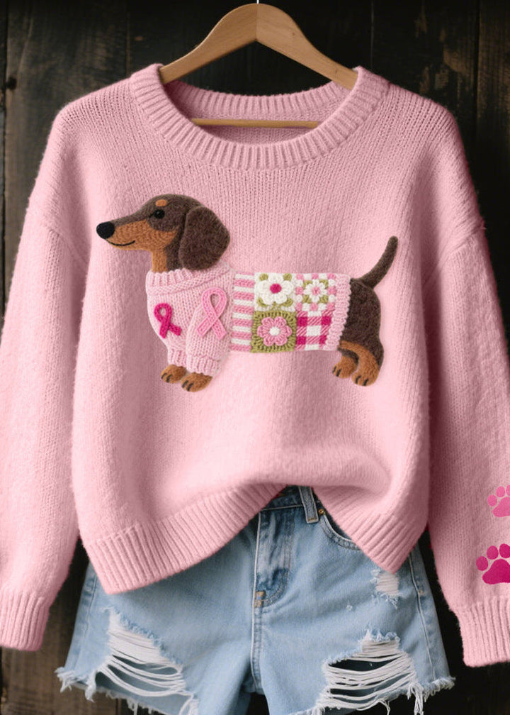 Bettina | Pull en maille brodé avec un teckel