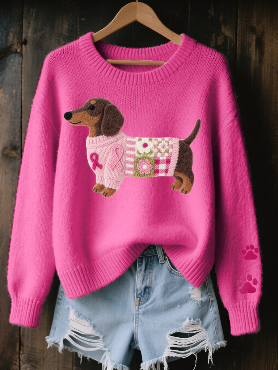 Bettina | Pull en maille brodé avec un teckel