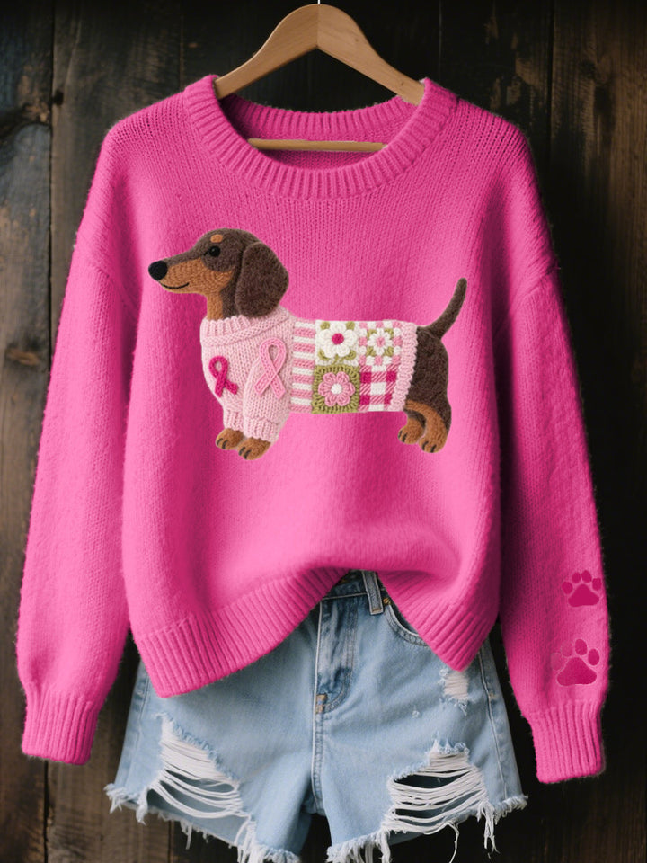 Bettina | Pull en maille brodé avec un teckel