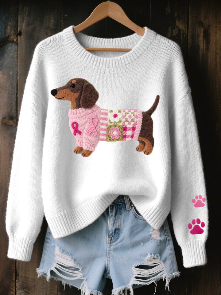 Bettina | Pull en maille brodé avec un teckel