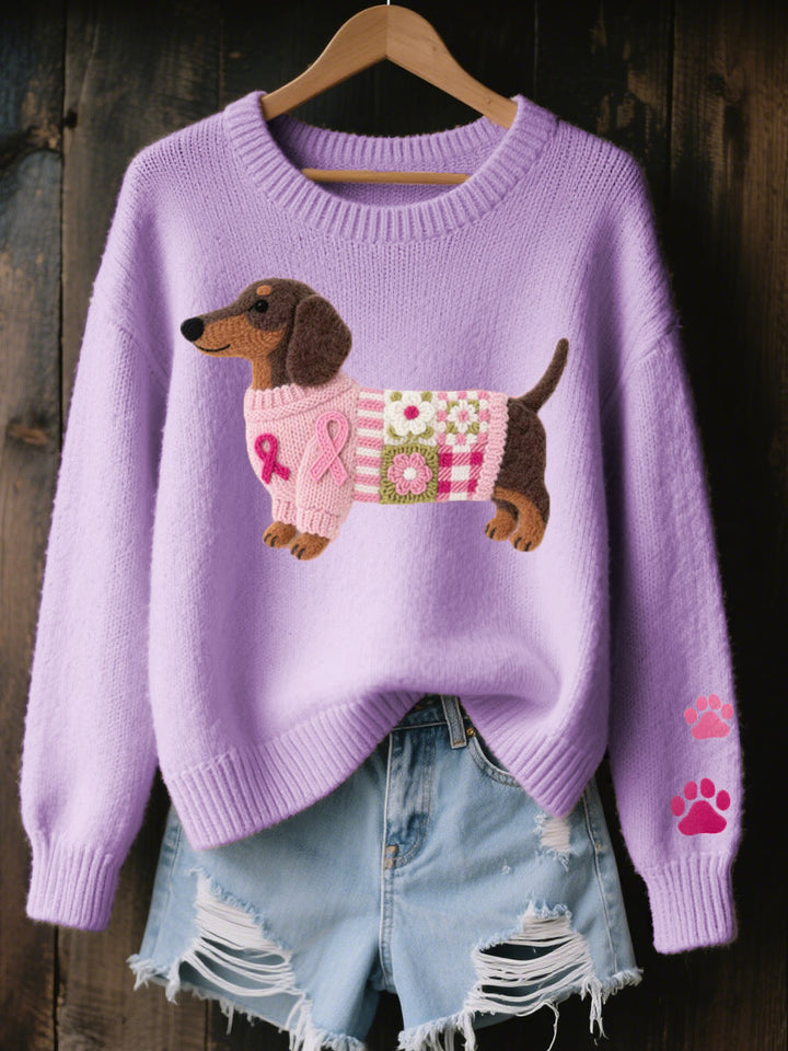 Bettina | Pull en maille brodé avec un teckel