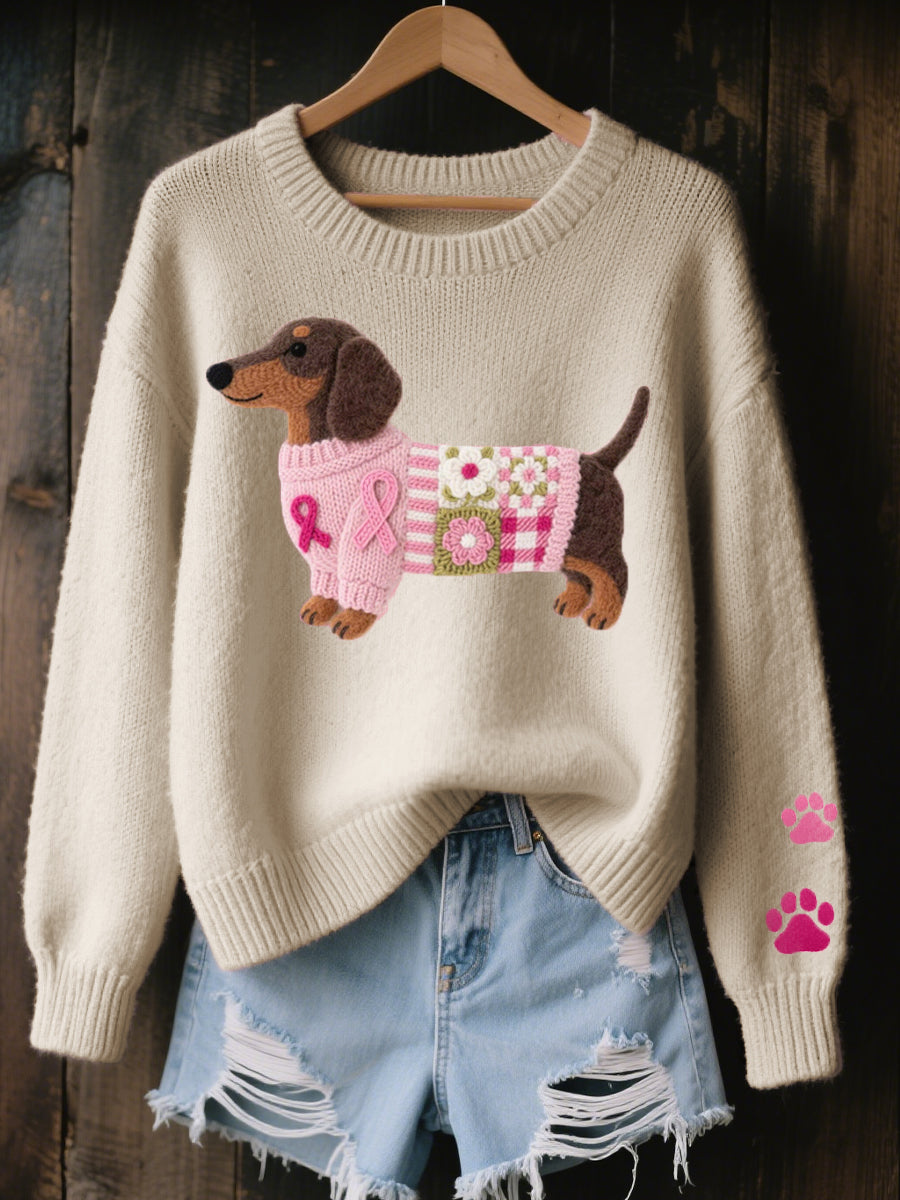 Bettina | Pull en maille brodé avec un teckel