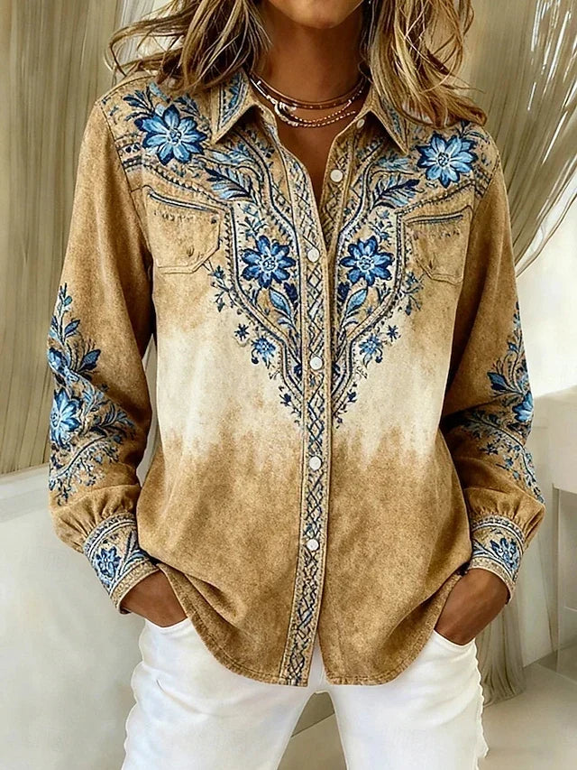Thérèse | Blouse boutonnée fleurie d’inspiration western vintage