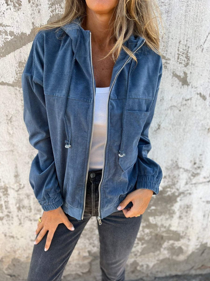 Stéphanie | Veste zippée côtelée à capuche