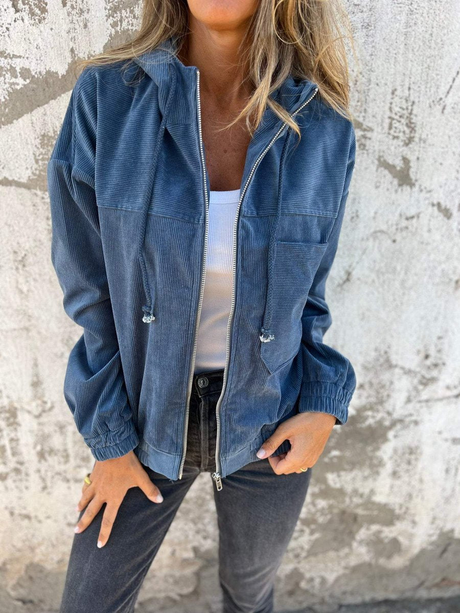 Stéphanie | Veste zippée côtelée à capuche