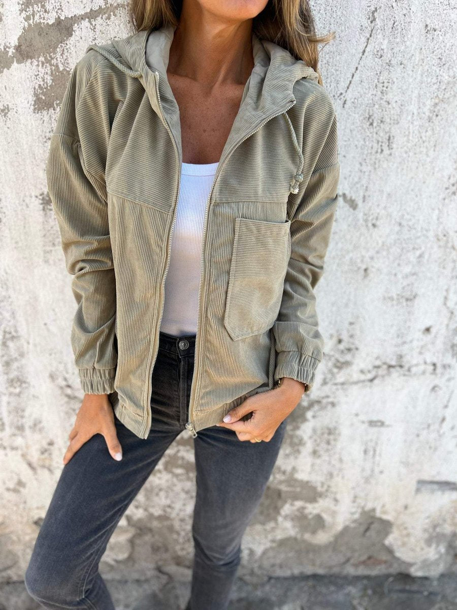 Stéphanie | Veste zippée côtelée à capuche