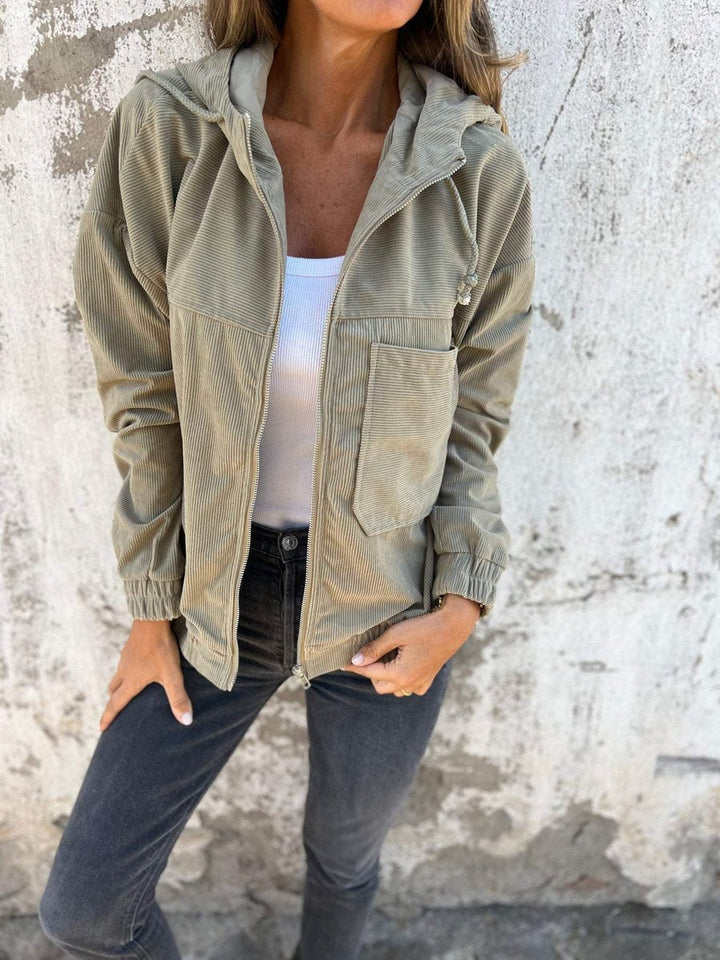 Stéphanie | Veste zippée côtelée à capuche