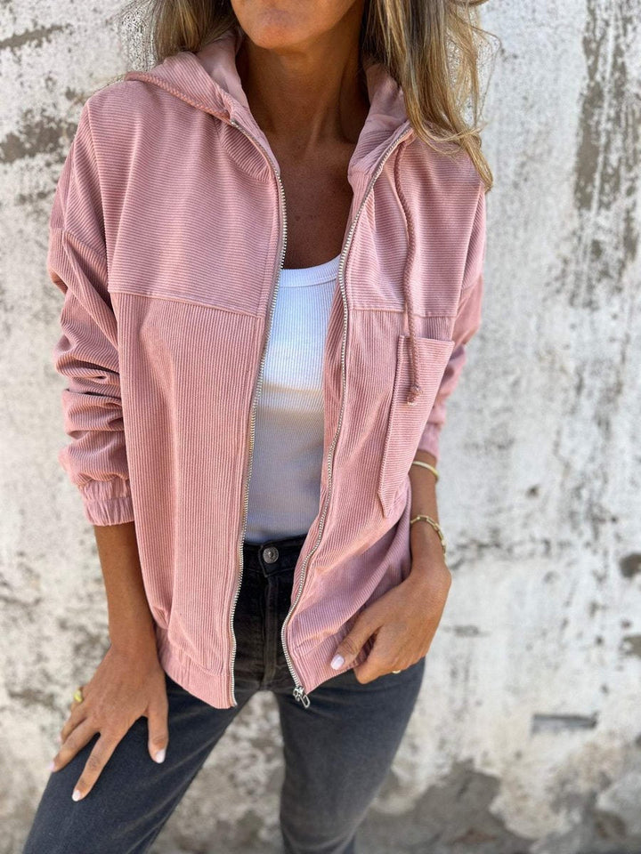 Stéphanie | Veste zippée côtelée à capuche
