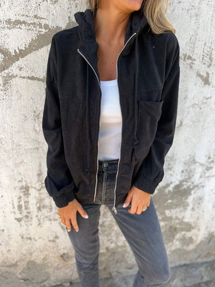 Stéphanie | Veste zippée côtelée à capuche