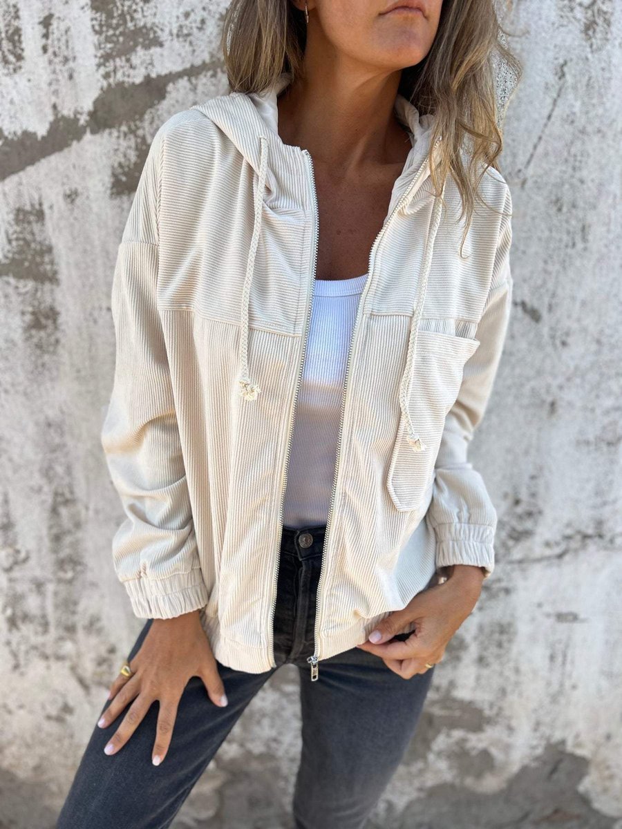 Stéphanie | Veste zippée côtelée à capuche