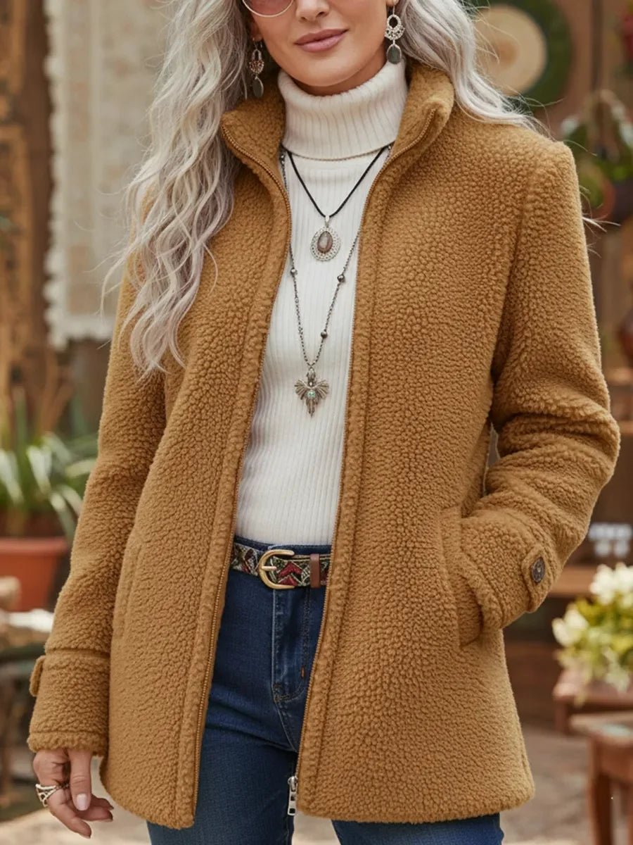 Emmeline | Veste teddy zippée à col montant
