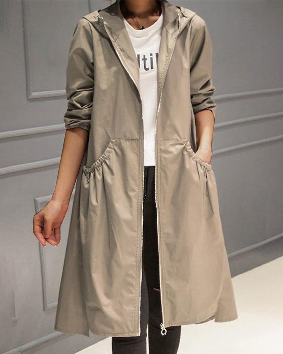 Maryline | Trench long zippé à capuche