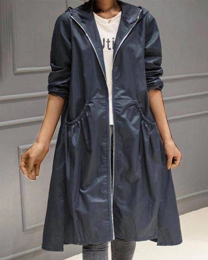 Maryline | Trench long zippé à capuche