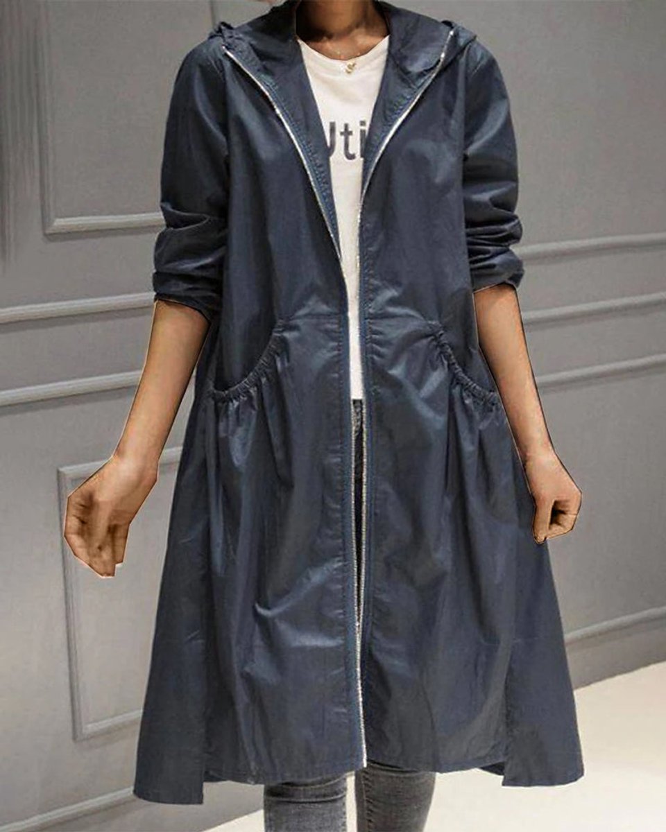 Maryline | Trench long zippé à capuche